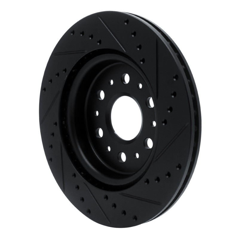 Buick Enclave Brake Rotor (1) - Rear Left - R1 Concepts - Drilled & Slotted - Black - `17-`25